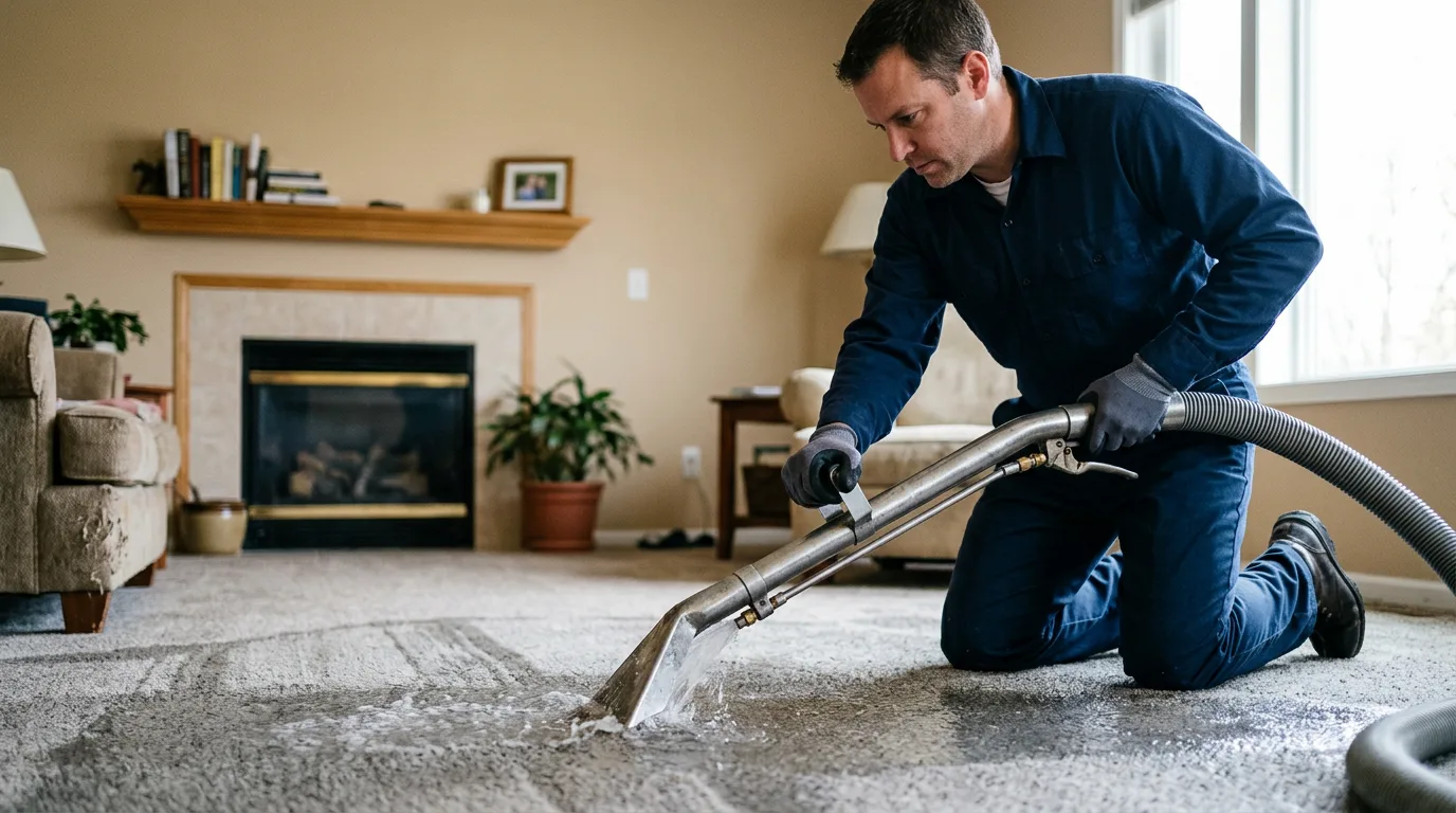 Water damage restoration technician working near Caulfield, MO